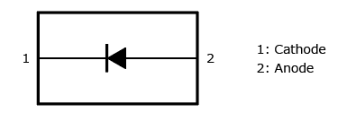  适用于液晶背光的升压电路的小型低正向电压肖特基二极管等效电路图示：CLS10F40。