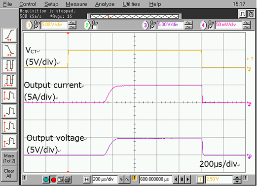 MOSFET驱动IC应用和TCK401G的电路的转换率控制波形