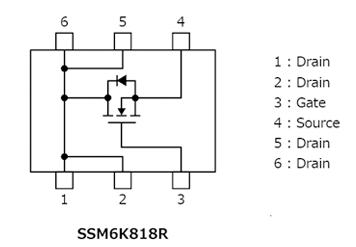 内部电路图：SSM6K818R、SSM6K804R 