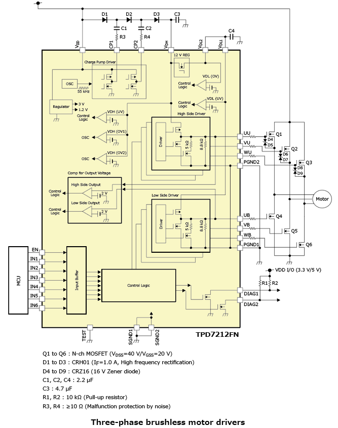 TPD7212FN方框图和应用电路示例