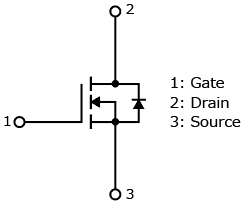 The illustration of internal circuit of new generation 600 V planar power MOSFET π-MOSIX series products: TK750A60F, TK1K2A60F, TK1K9A60F, TK650A60F.