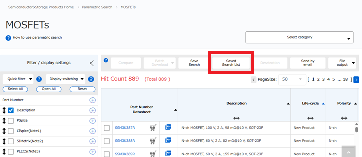 Saved Search Conditions List  image
