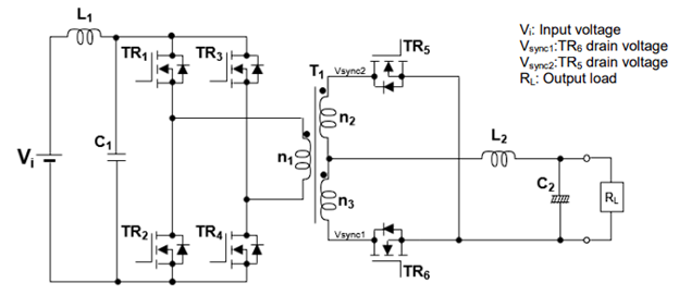 Figure 2: Simplified isolated DC-DC converter circuit.