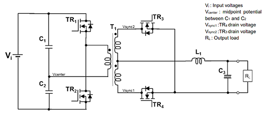 图2：简化的半桥式DC-DC转换器