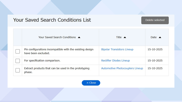 Save Parametric Search Conditions